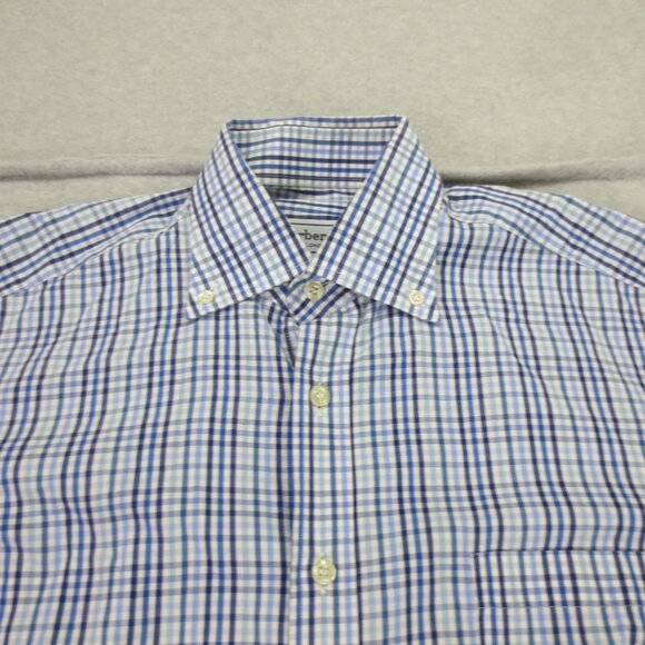Burberry Long Sleeve Button Down Shirt Mens 18 41 Blue White Comfort Casual - Picture 2 of 13